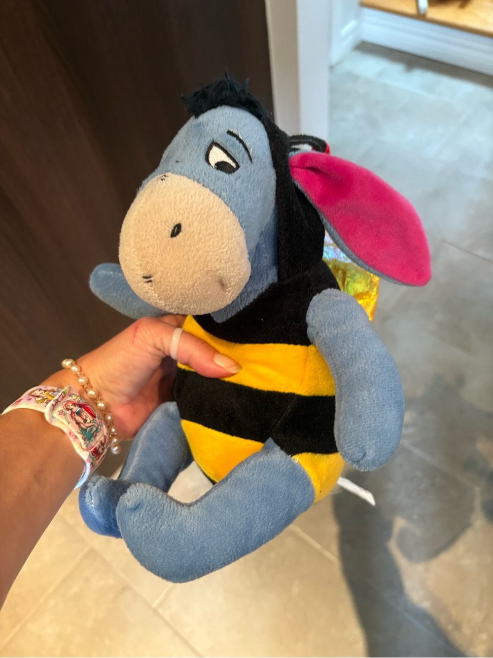 Disney Eeyore Plush in Yellow & Black Bee Outfit with Pink Ears